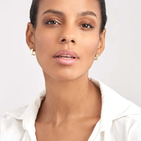 Olas d'Oro - 14K Yellow Gold Ribbed Mini Hoop Earrings with Hinge Closure - 5.09 Grams