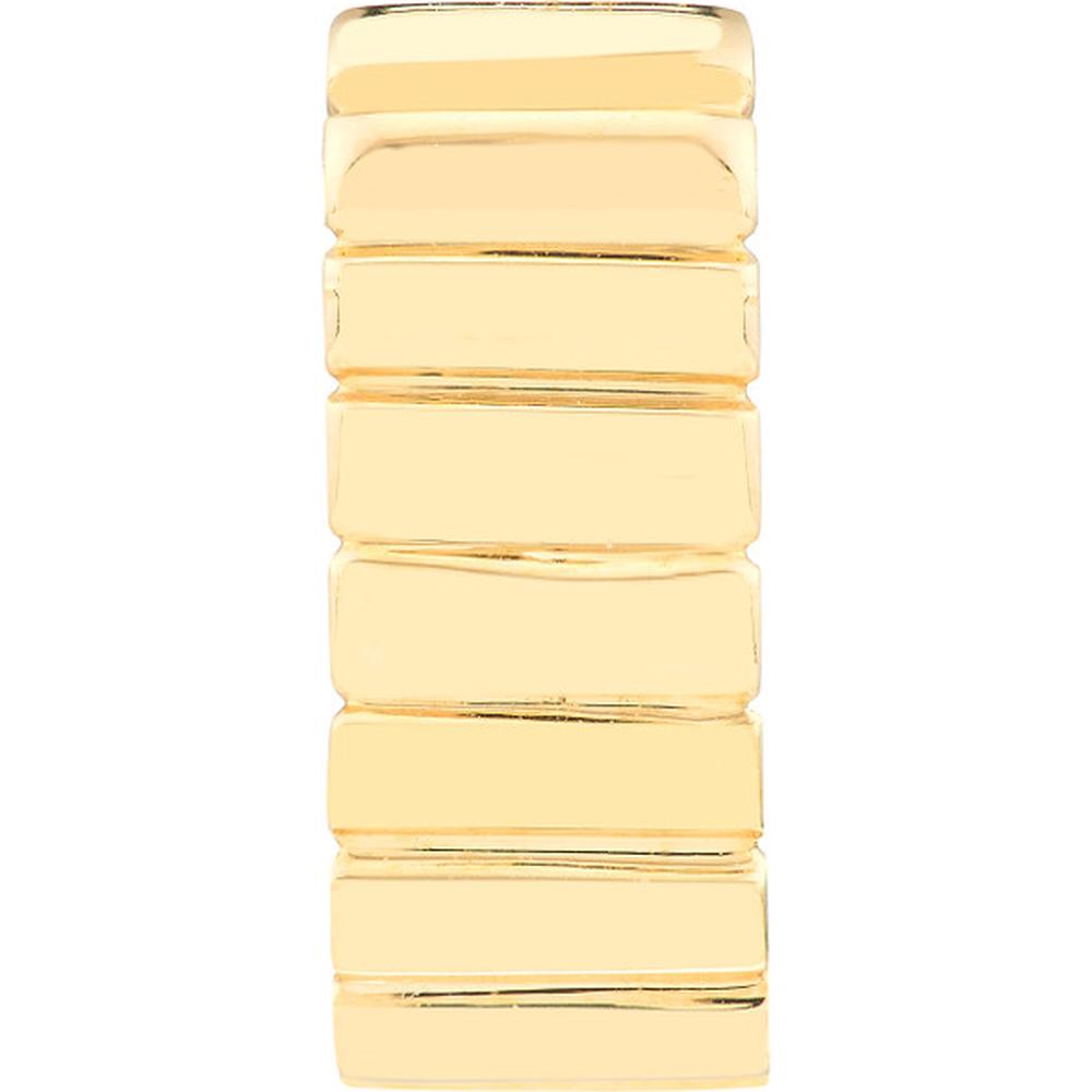 Olas d'Oro - 14K Yellow Gold Ribbed Mini Hoop Earrings with Hinge Closure - 5.09 Grams