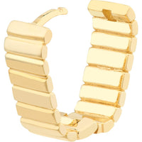 Olas d'Oro - 14K Yellow Gold Ribbed Mini Hoop Earrings with Hinge Closure - 5.09 Grams