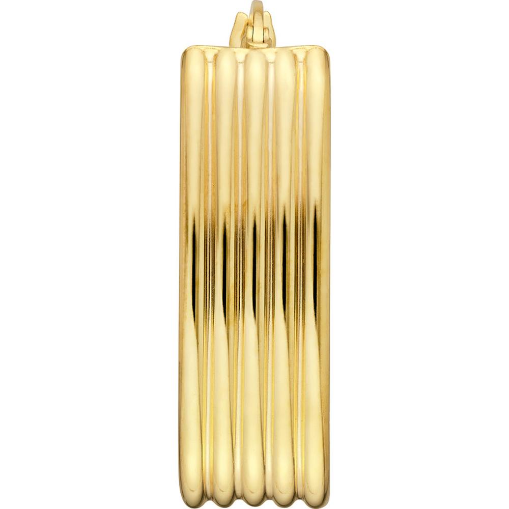 Olas d'Oro - 14K Yellow Gold Ribbed Oval Hoop Earrings - 3.50g Weight
