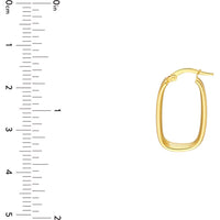 Olas d'Oro - 14K Yellow Gold Ribbed Oval Hoop Earrings - 3.50g Weight