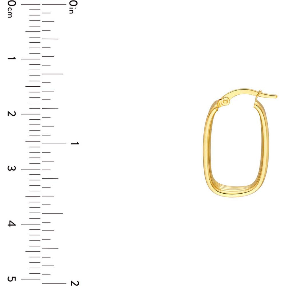Olas d'Oro - 14K Yellow Gold Ribbed Oval Hoop Earrings - 3.50g Weight