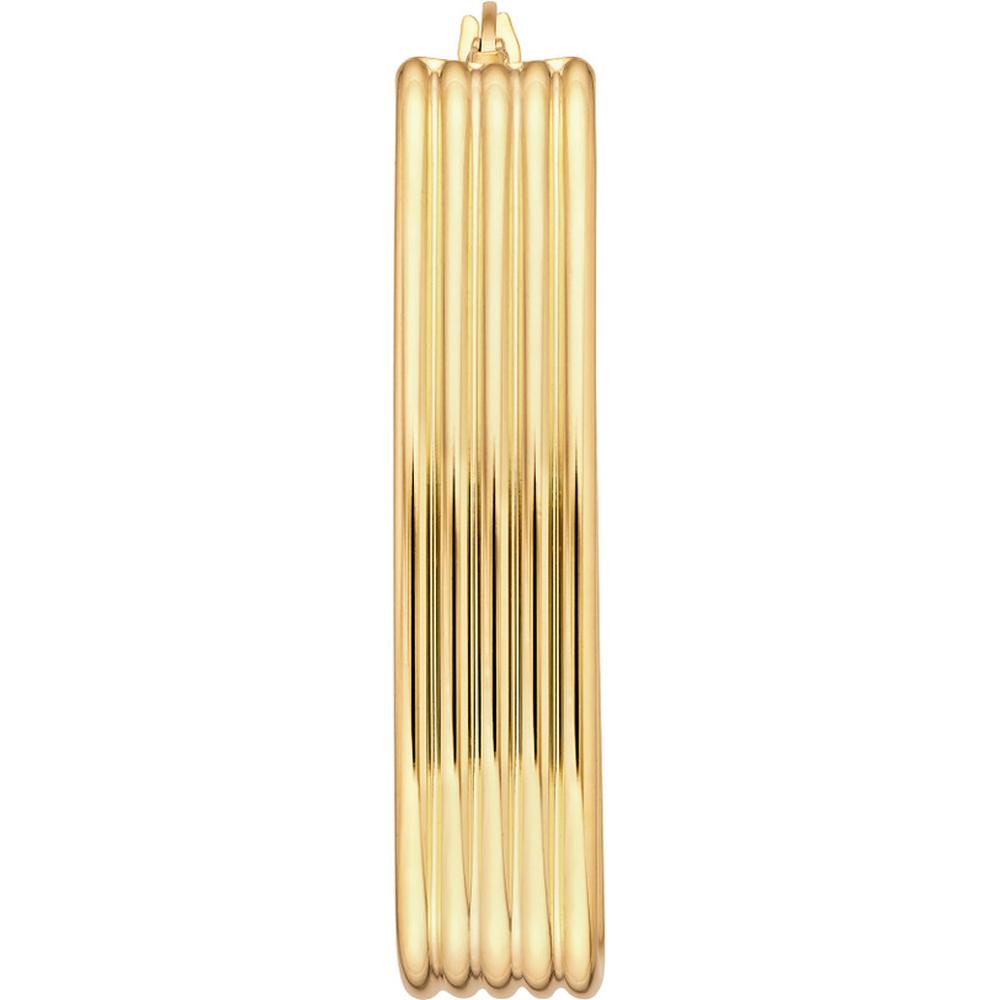 Olas d'Oro - 14K Yellow Gold Ribbed Oval Hoop Earrings - 5.05g Total Weight