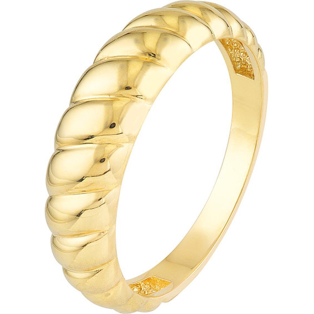Olas d'Oro - 14K Yellow Gold Ribbed Polished Ring - Size 7 - Timeless Elegant Design