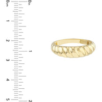 Olas d'Oro - 14K Yellow Gold Ribbed Polished Ring - Size 7 - Timeless Elegant Design