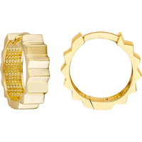 Olas d'Oro - 14K Yellow Gold Ribbed Polished Round Hoop Earrings 2.20 Grams Total Weight