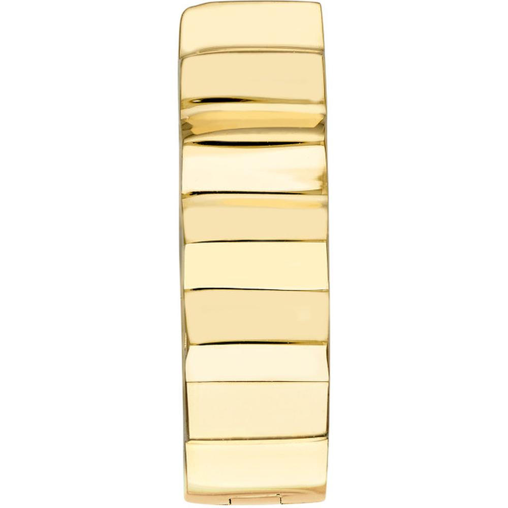 Olas d'Oro - 14K Yellow Gold Ribbed Polished Round Hoop Earrings 2.20 Grams Total Weight