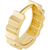 Olas d'Oro - 14K Yellow Gold Ribbed Polished Round Hoop Earrings 2.20 Grams Total Weight