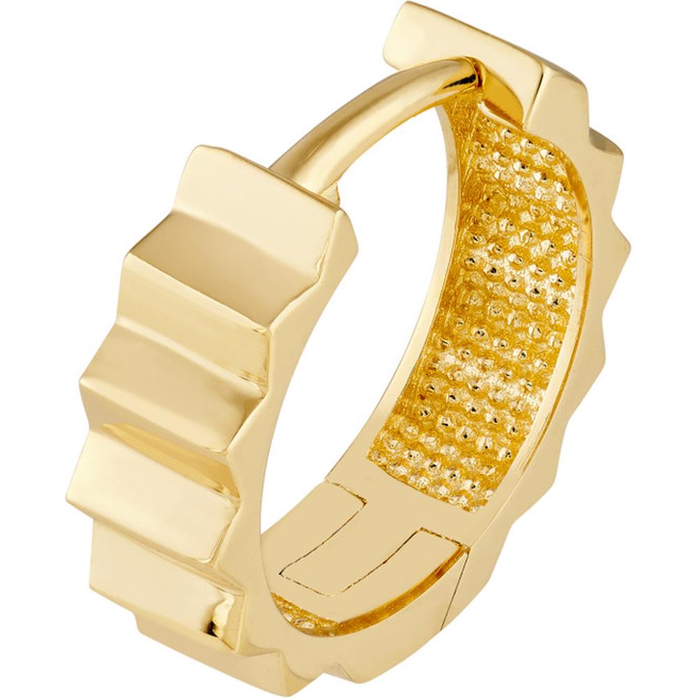 Olas d'Oro - 14K Yellow Gold Ribbed Polished Round Hoop Earrings 2.20 Grams Total Weight
