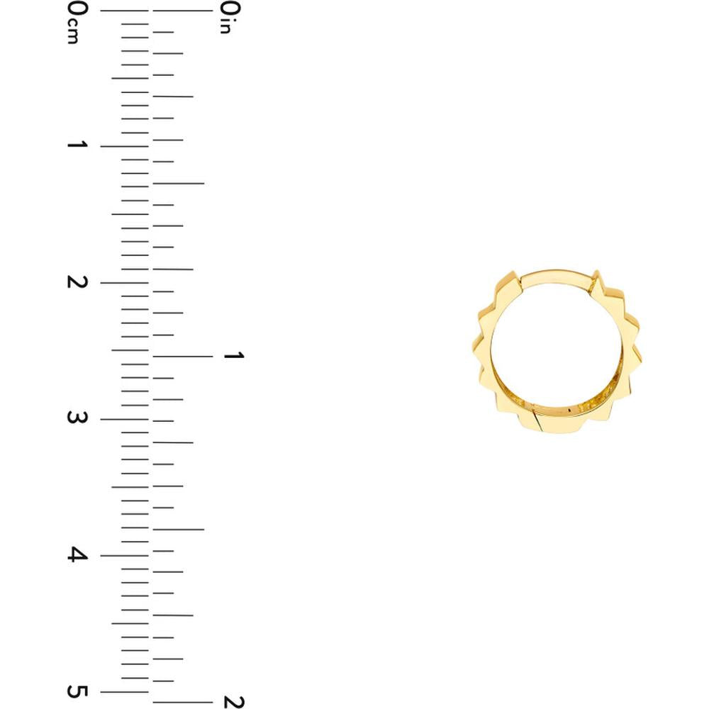 Olas d'Oro - 14K Yellow Gold Ribbed Polished Round Hoop Earrings 2.20 Grams Total Weight