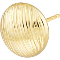 Olas d'Oro - 14K Yellow Gold Ridged Button Stud Earrings - 1.50 Grams Total Weight