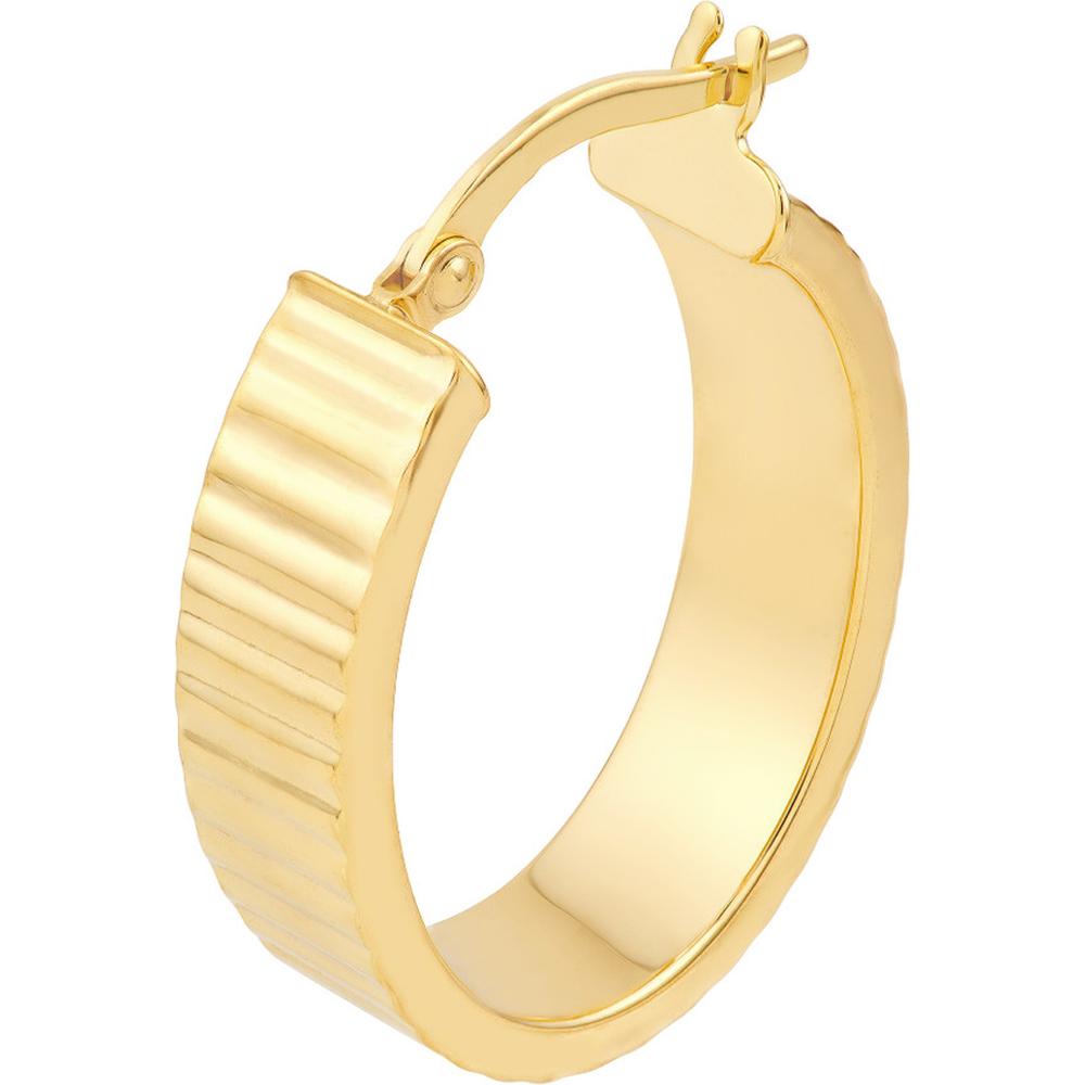 Olas d'Oro - 14K Yellow Gold Ridged Rectangular Tube Hoop Earrings - 2.80 Grams