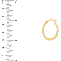 Olas d'Oro - 14K Yellow Gold Ridged Rectangular Tube Hoop Earrings - 2.80 Grams