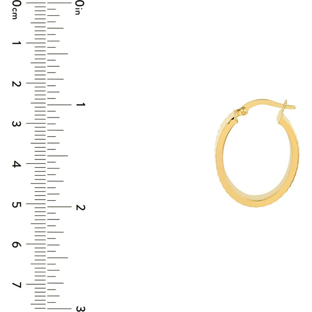 Olas d'Oro - 14K Yellow Gold Ridged Rectangular Tube Hoop Earrings - 2.80 Grams
