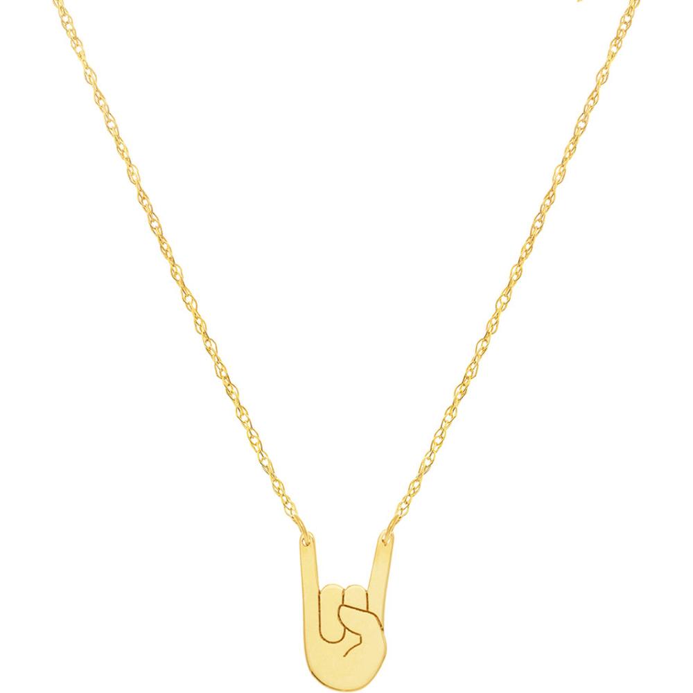 Olas d'Oro - 14K Yellow Gold 'Rock On' Pendant Necklace - 0.80mm Charm