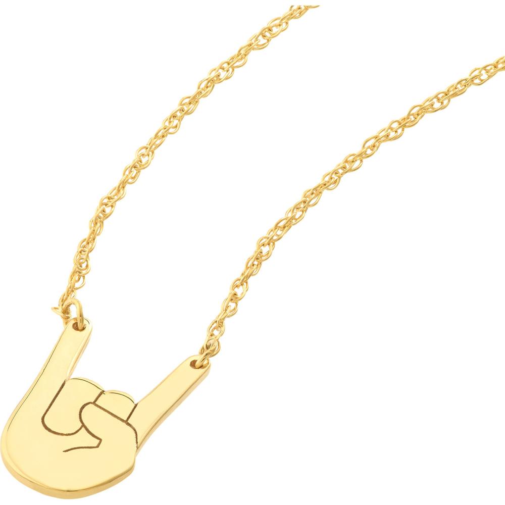 Olas d'Oro - 14K Yellow Gold 'Rock On' Pendant Necklace - 0.80mm Charm