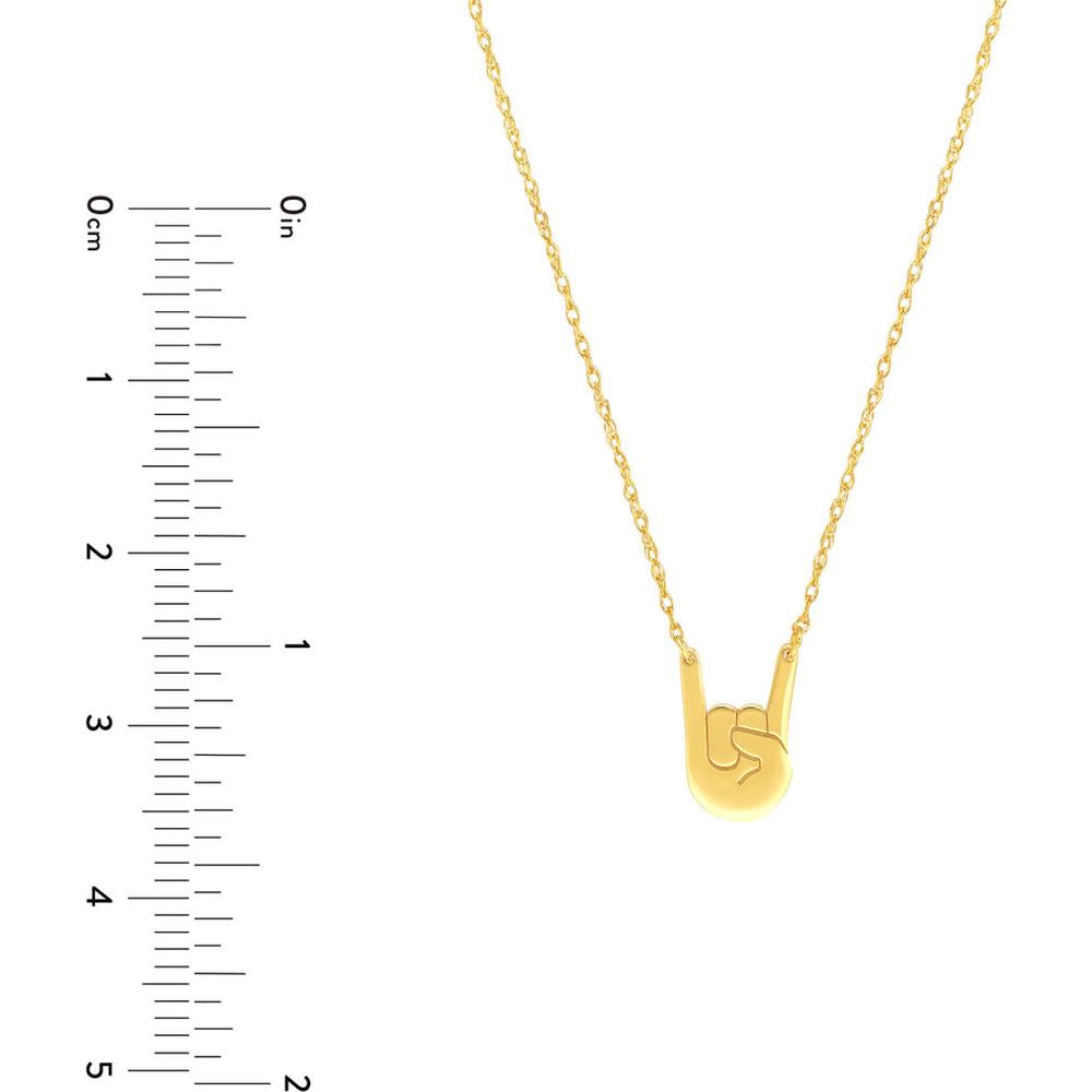 Olas d'Oro - 14K Yellow Gold 'Rock On' Pendant Necklace - 0.80mm Charm