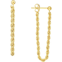 Olas d'Oro - 14K Yellow Gold Rope Chain Front to Back Earrings - 2.10mm Width