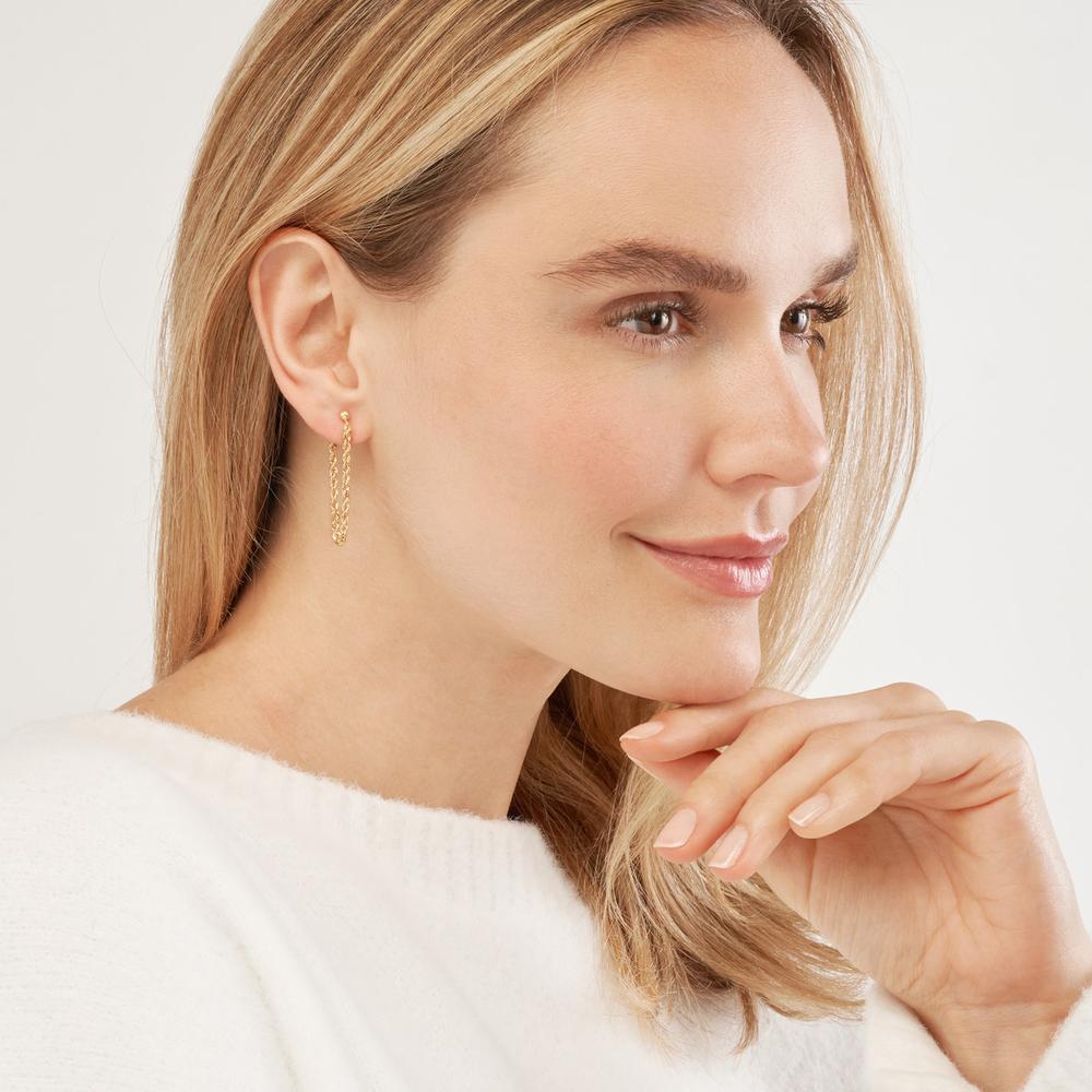Olas d'Oro - 14K Yellow Gold Rope Chain Front to Back Earrings - 2.10mm Width