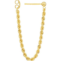 Olas d'Oro - 14K Yellow Gold Rope Chain Front to Back Earrings - 2.10mm Width