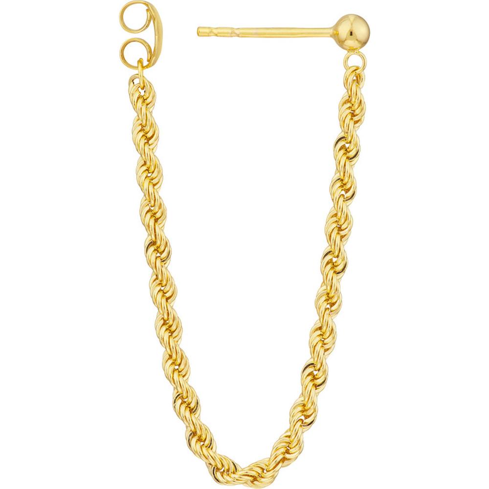 Olas d'Oro - 14K Yellow Gold Rope Chain Front to Back Earrings - 2.10mm Width