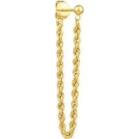 Olas d'Oro - 14K Yellow Gold Rope Chain Front to Back Earrings - 2.10mm Width
