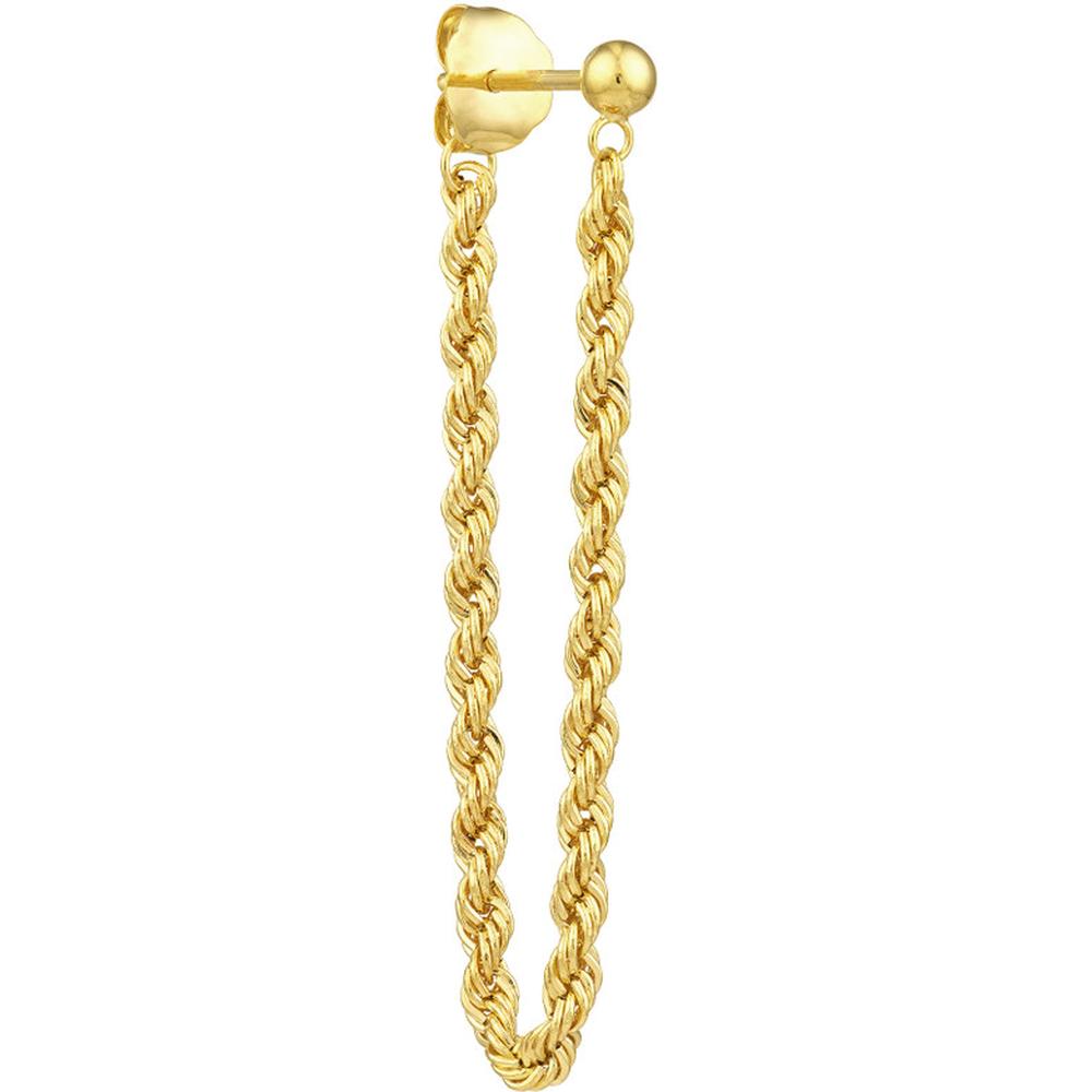 Olas d'Oro - 14K Yellow Gold Rope Chain Front to Back Earrings - 2.10mm Width