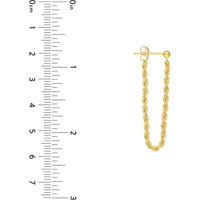 Olas d'Oro - 14K Yellow Gold Rope Chain Front to Back Earrings - 2.10mm Width