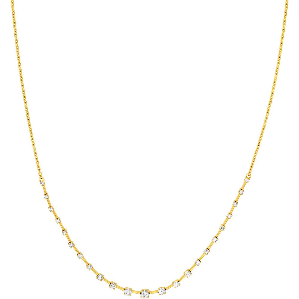 Olas d'Oro - 14K Yellow Gold Round Ascending Diamond Necklace with 1.02 Carat Total Diamond Weight