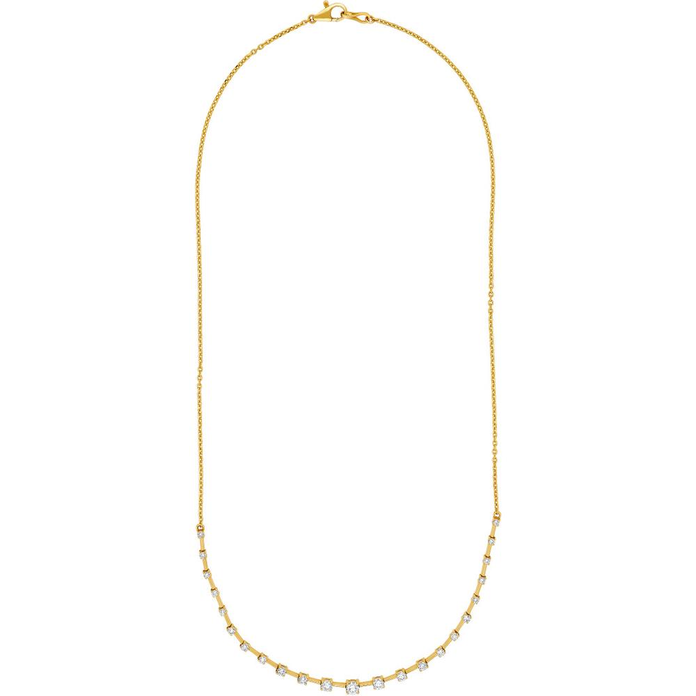 Olas d'Oro - 14K Yellow Gold Round Ascending Diamond Necklace with 1.02 Carat Total Diamond Weight