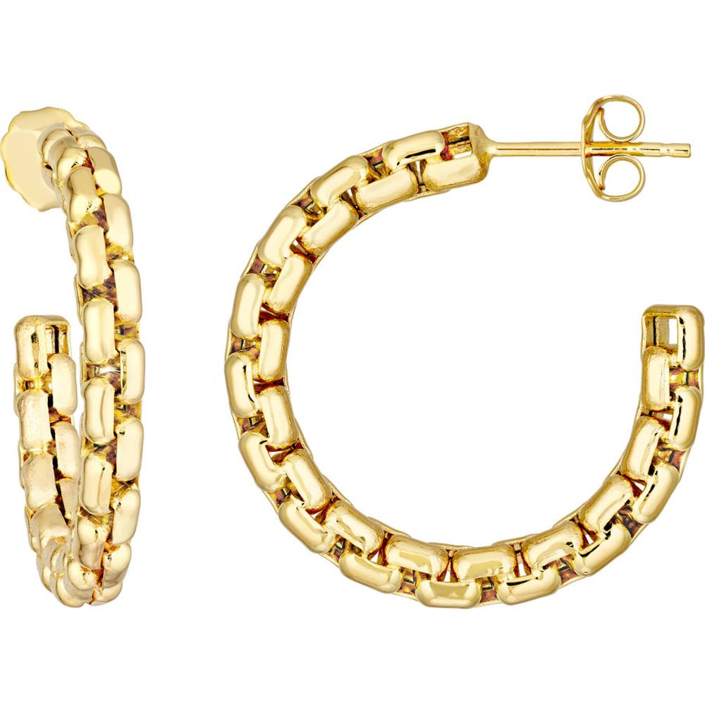 Olas d'Oro - 14K Yellow Gold Round Box Large Open Hoop Earrings