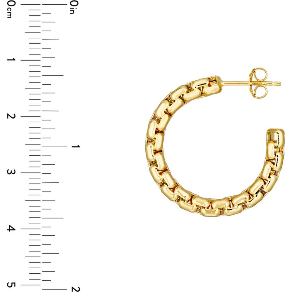 Olas d'Oro - 14K Yellow Gold Round Box Large Open Hoop Earrings