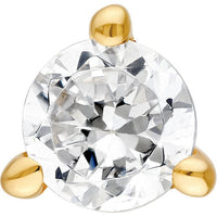Olas d'Oro - 14K Yellow Gold Round Diamond 3-Prong Stud Earrings - 0.22 Carat Total Diamond Weight