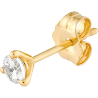 Olas d'Oro - 14K Yellow Gold Round Diamond 3-Prong Stud Earrings - 0.22 Carat Total Diamond Weight