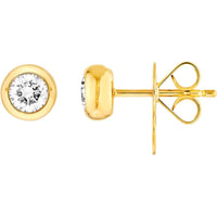 Olas d'Oro - 14K Yellow Gold Round Diamond Bezel Set Stud Earrings - 0.54 Carat Total Carat Weight