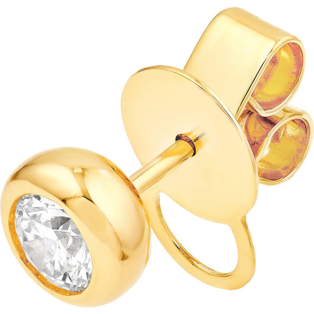 Olas d'Oro - 14K Yellow Gold Round Diamond Bezel Set Stud Earrings - 0.54 Carat Total Carat Weight