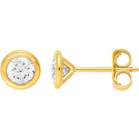 Olas d'Oro - 14K Yellow Gold Round Diamond Martini Stud Earrings - 0.40 Carat Total Diamond Weight