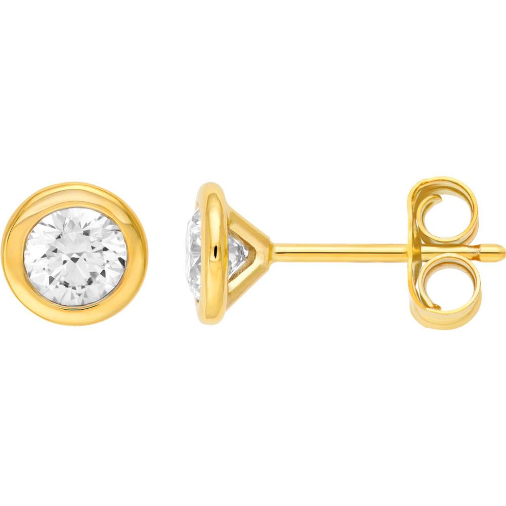 Olas d'Oro - 14K Yellow Gold Round Diamond Martini Stud Earrings - 0.40 Carat Total Diamond Weight