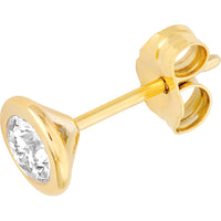 Olas d'Oro - 14K Yellow Gold Round Diamond Martini Stud Earrings - 0.40 Carat Total Diamond Weight