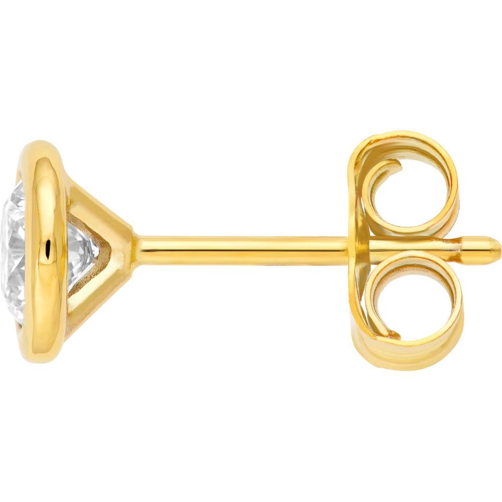Olas d'Oro - 14K Yellow Gold Round Diamond Martini Stud Earrings - 0.40 Carat Total Diamond Weight