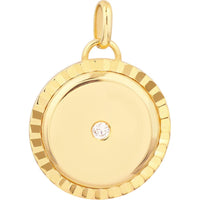 Olas d'Oro - 14K Yellow Gold Round Diamond Pendant with Milgrain Detail - 1/20 Carat Total Diamond Weight
