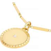 Olas d'Oro - 14K Yellow Gold Round Diamond Pendant with Milgrain Detail - 1/20 Carat Total Diamond Weight