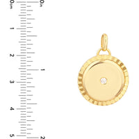 Olas d'Oro - 14K Yellow Gold Round Diamond Pendant with Milgrain Detail - 1/20 Carat Total Diamond Weight
