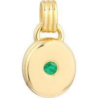 Olas d'Oro - 14K Yellow Gold Round Emerald Pendant - 0.08 Carat Total Emerald Weight