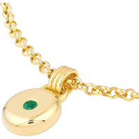 Olas d'Oro - 14K Yellow Gold Round Emerald Pendant - 0.08 Carat Total Emerald Weight
