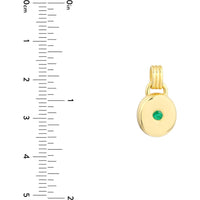 Olas d'Oro - 14K Yellow Gold Round Emerald Pendant - 0.08 Carat Total Emerald Weight
