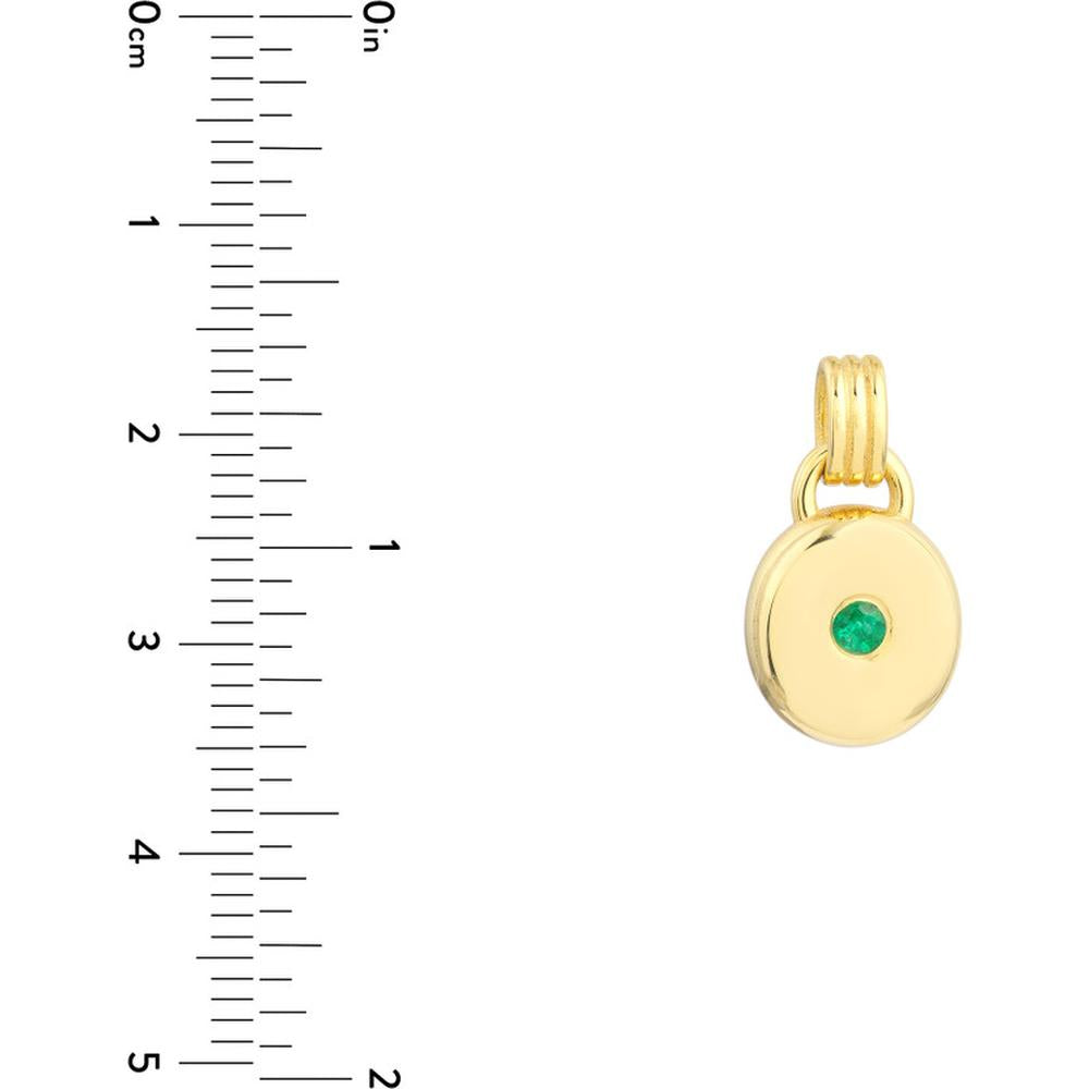 Olas d'Oro - 14K Yellow Gold Round Emerald Pendant - 0.08 Carat Total Emerald Weight