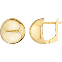 Olas d'Oro - 14K Yellow Gold Round Polished Button Omega Earrings - 3.40 Grams