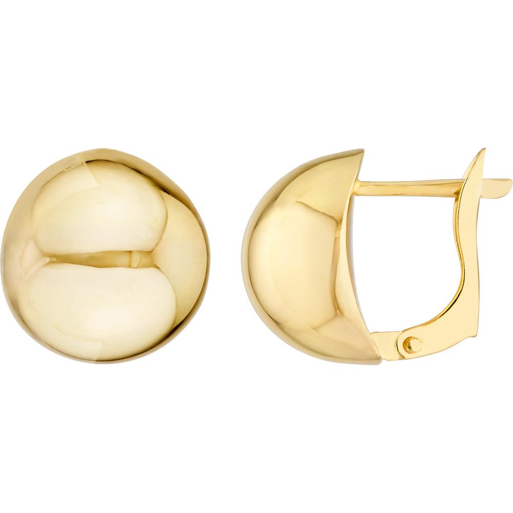 Olas d'Oro - 14K Yellow Gold Round Polished Button Omega Earrings - 3.40 Grams