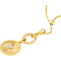 Olas d'Oro - 14K Yellow Gold Round Radiant Diamond Heart Pendant - 0.07 Carat Diamond Weight